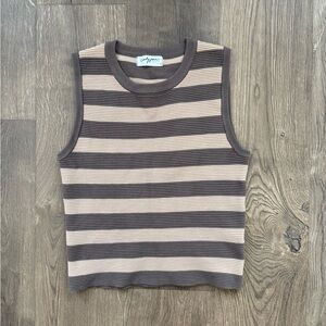 Carly Jean Los Angeles Brown and Tan Striped Tank Top